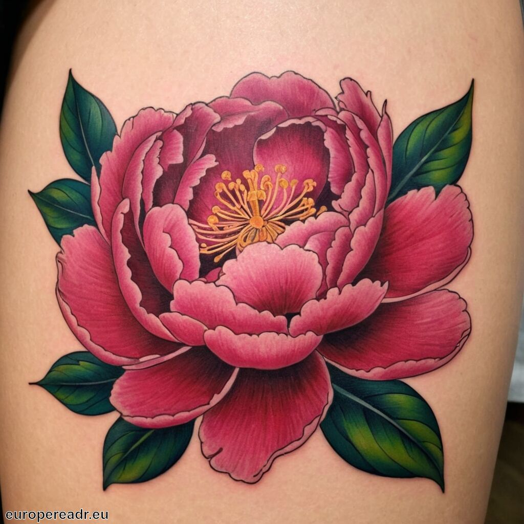 Pfingstrosen Tattoo Bedeutung » Verbindung und Zuneigung