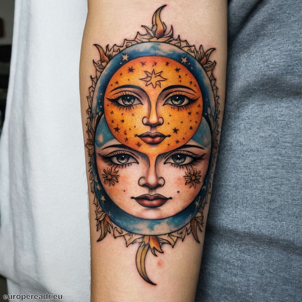 Sonne Mond Tattoo Bedeutung » Dualität des Lebens