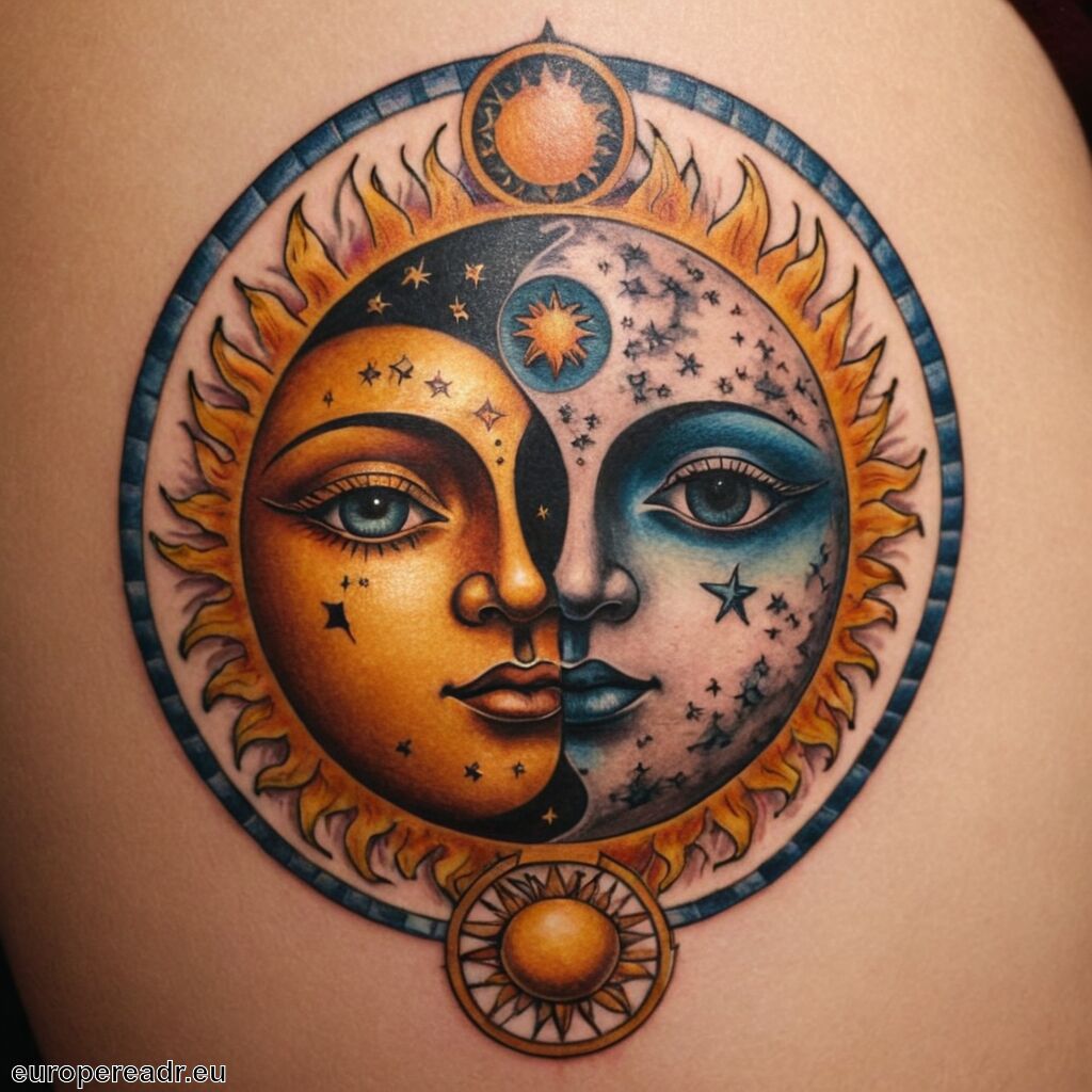 Sonne und Mond Tattoo Bedeutung » Balance zwischen Kräften