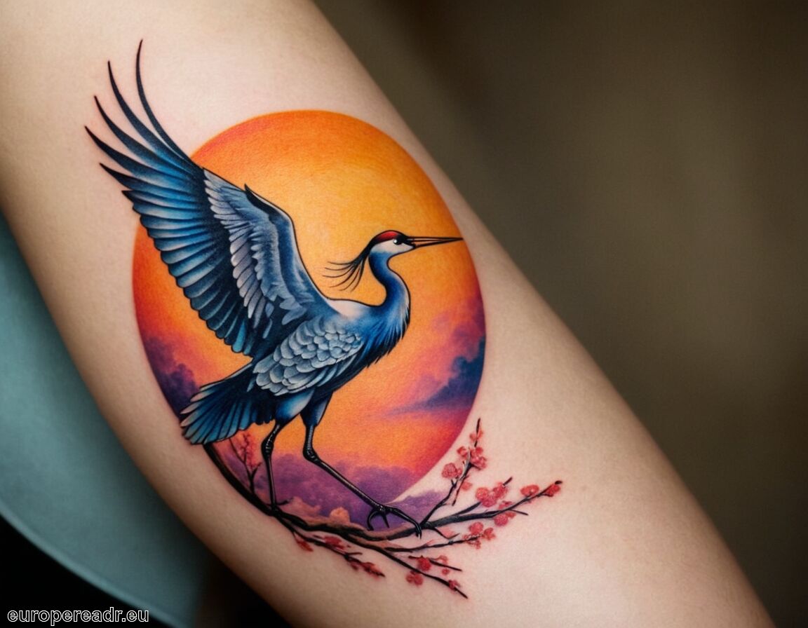 Verbindung zur Natur und Spiritualität   - Kranich Tattoo Bedeutung » Glücksbringer