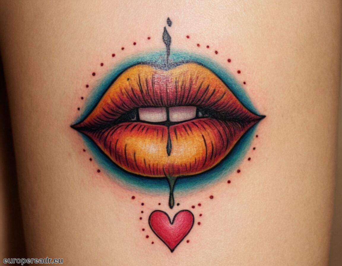 Oft mit Persönlichkeit und Individualität verbunden - Kussmund Tattoo Bedeutung » Leidenschaft und Zuneigung