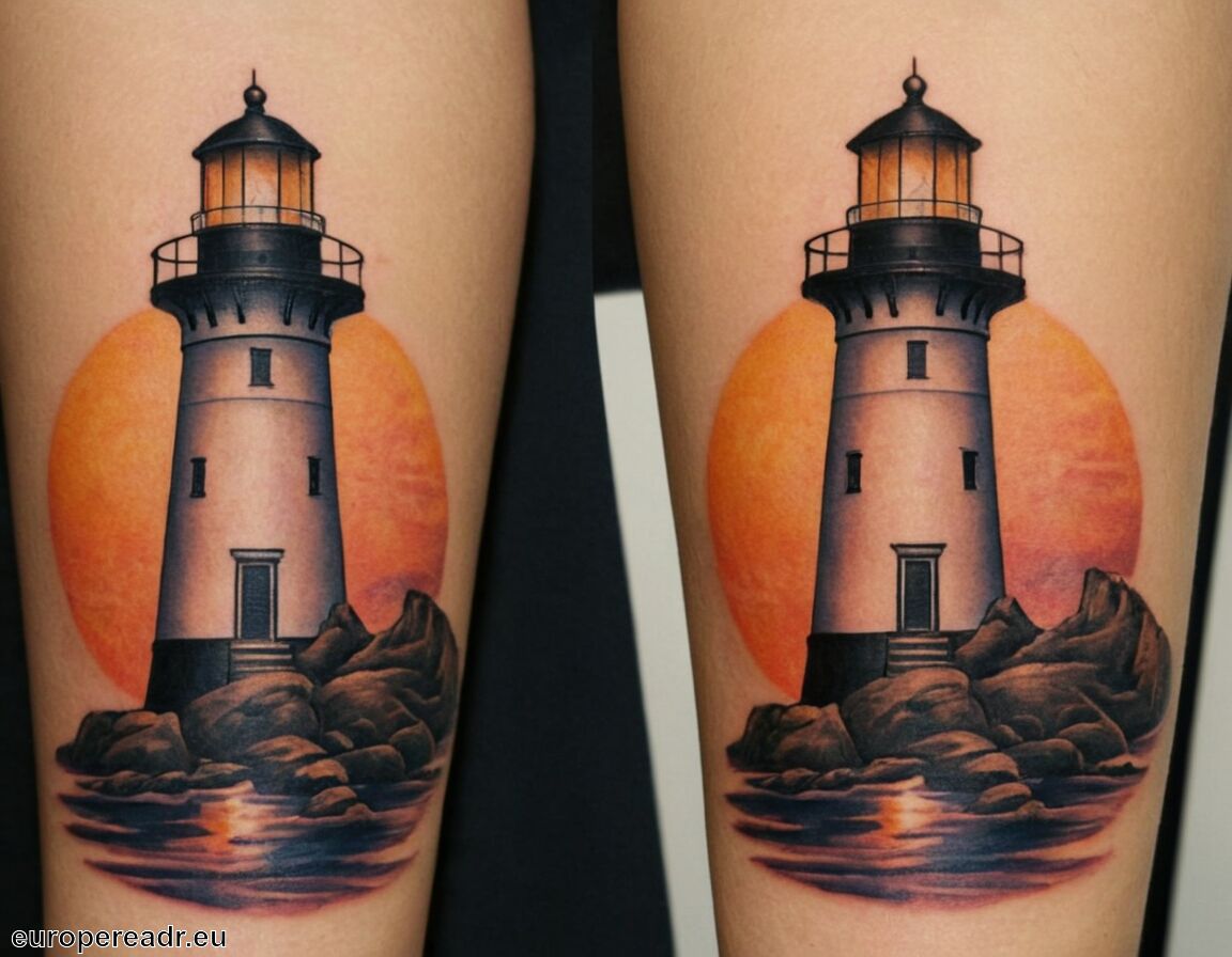 Weise Entscheidung bei Lebenswegen - Leuchtturm Tattoo Bedeutung » Wegweiser in der Dunkelheit