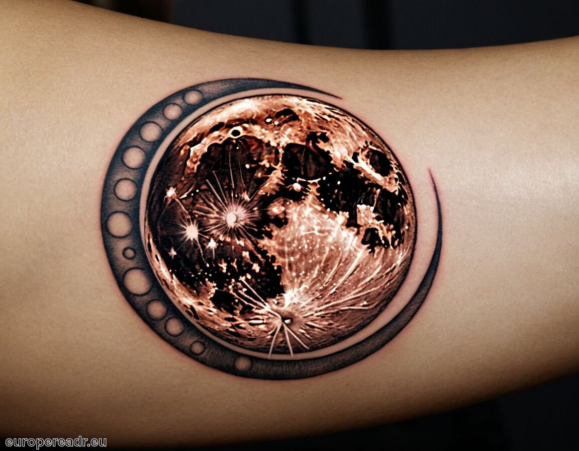 abnehmender Mond: Loslassen und Reflexion   - Mondphasen Tattoo Bedeutung » Wandel und Entwicklung