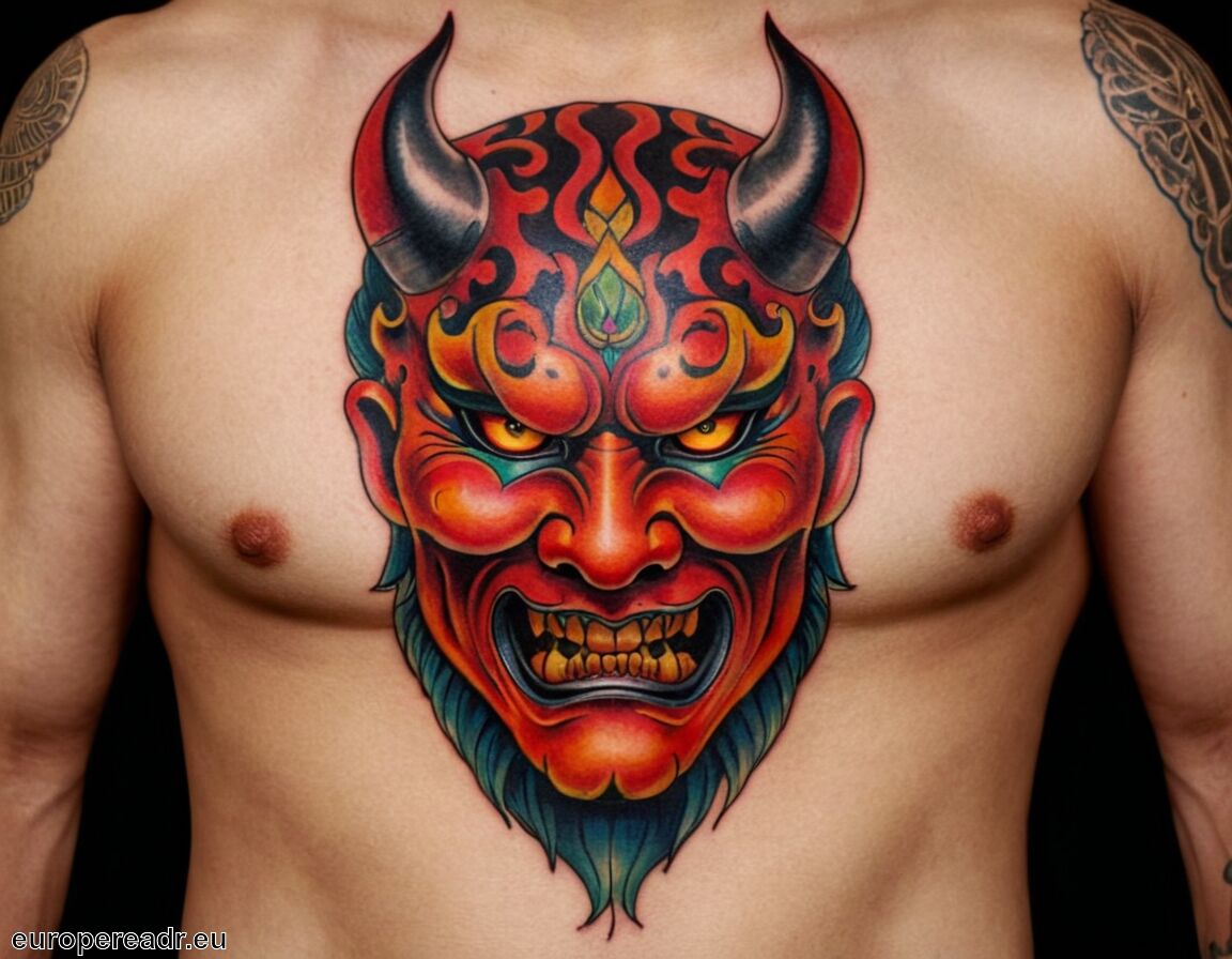 Oni und ihre Verbindung zu Glück und Unglück   - Oni Tattoo Bedeutung » Dämonische Kräfte
