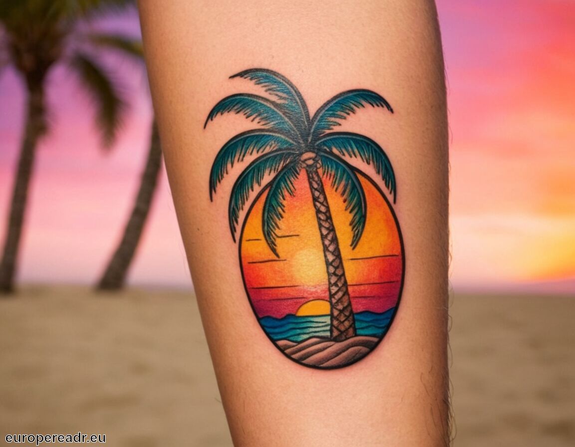Inspiration durch Stärke und Widerstandsfähigkeit   - Palme Tattoo Bedeutung » Trope und Frieden