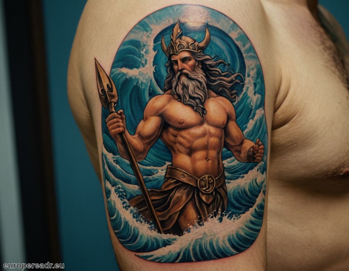 Einfluss auf Stürme und Wellen - Poseidon Tattoo Bedeutung » Gott des Meeres