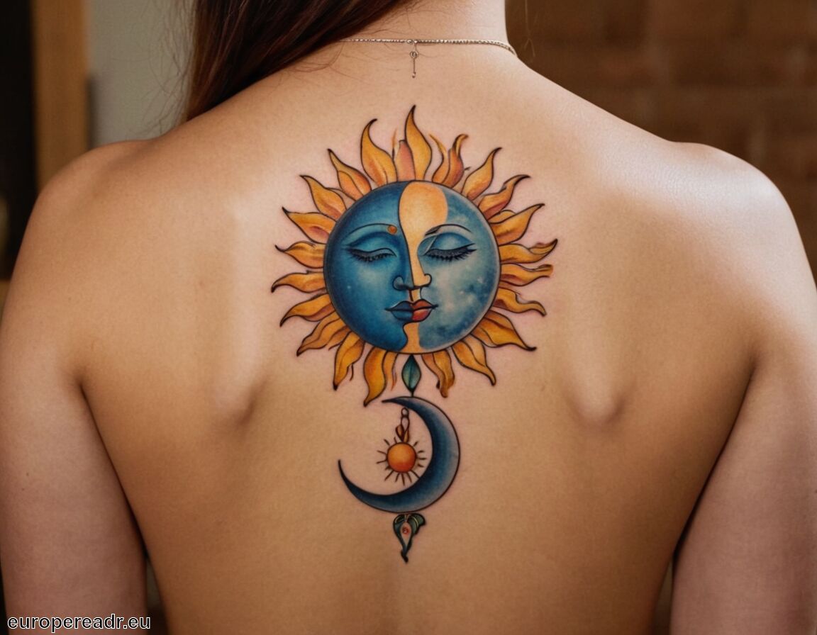 Balance zwischen Aktivität und Ruhe   - Sonne Mond Tattoo Bedeutung » Dualität des Lebens