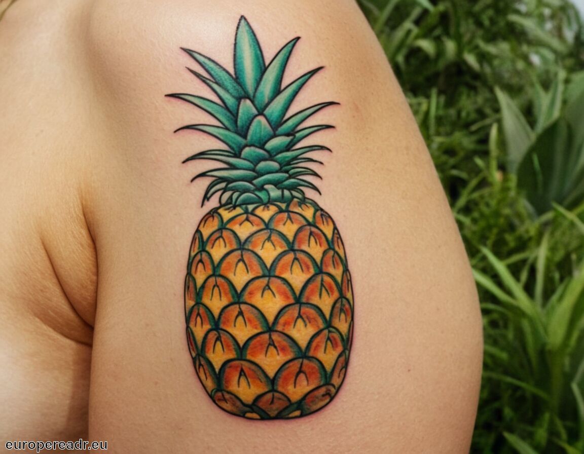 Populäre Wahl für Tätowierungen im Sommer - Ananas Tattoo Bedeutung » Gastfreundschaft symbolisiert