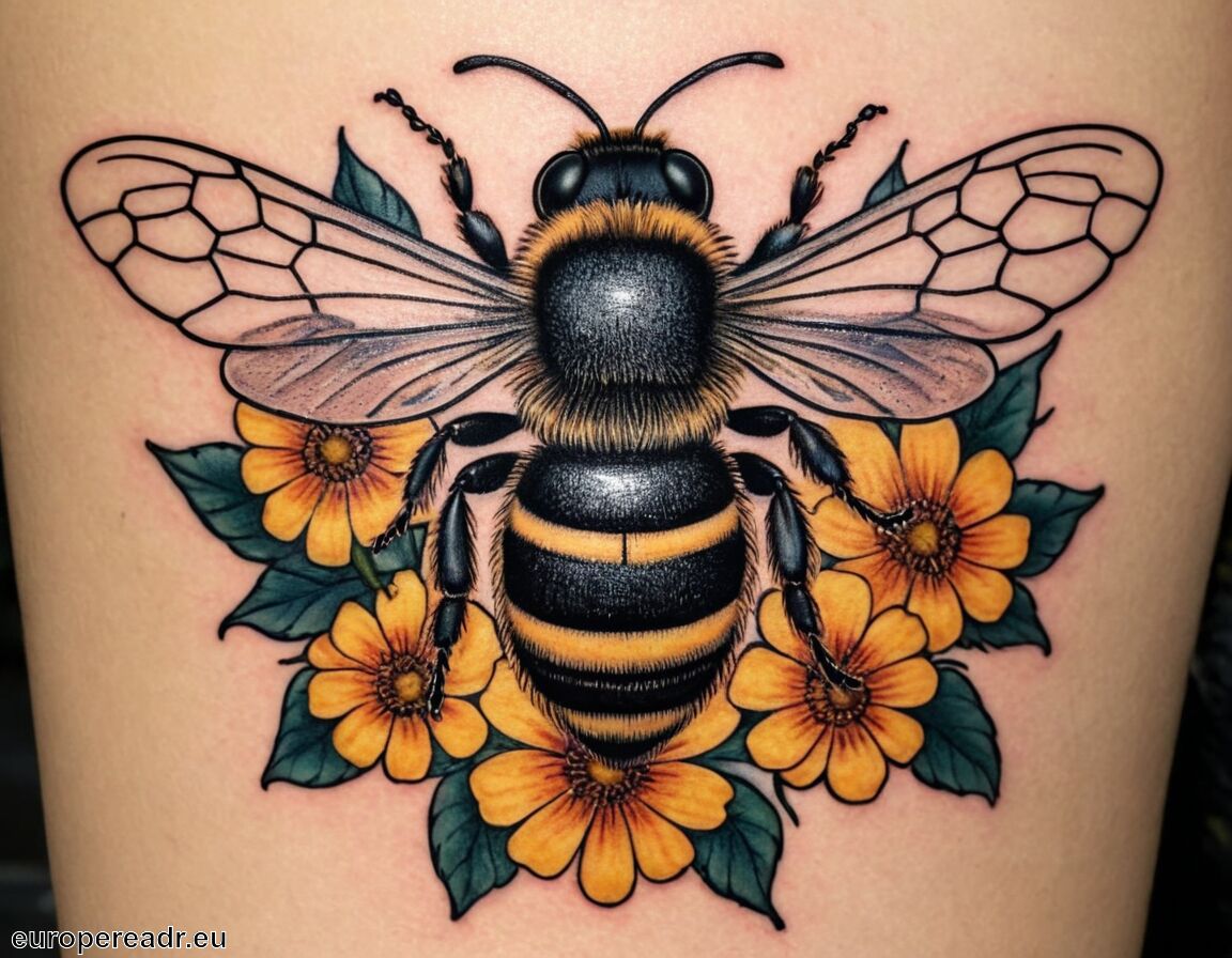 Loyalität und Hingabe im sozialen Gefüge - Biene Tattoo Bedeutung » Fleiß und Teamgeist