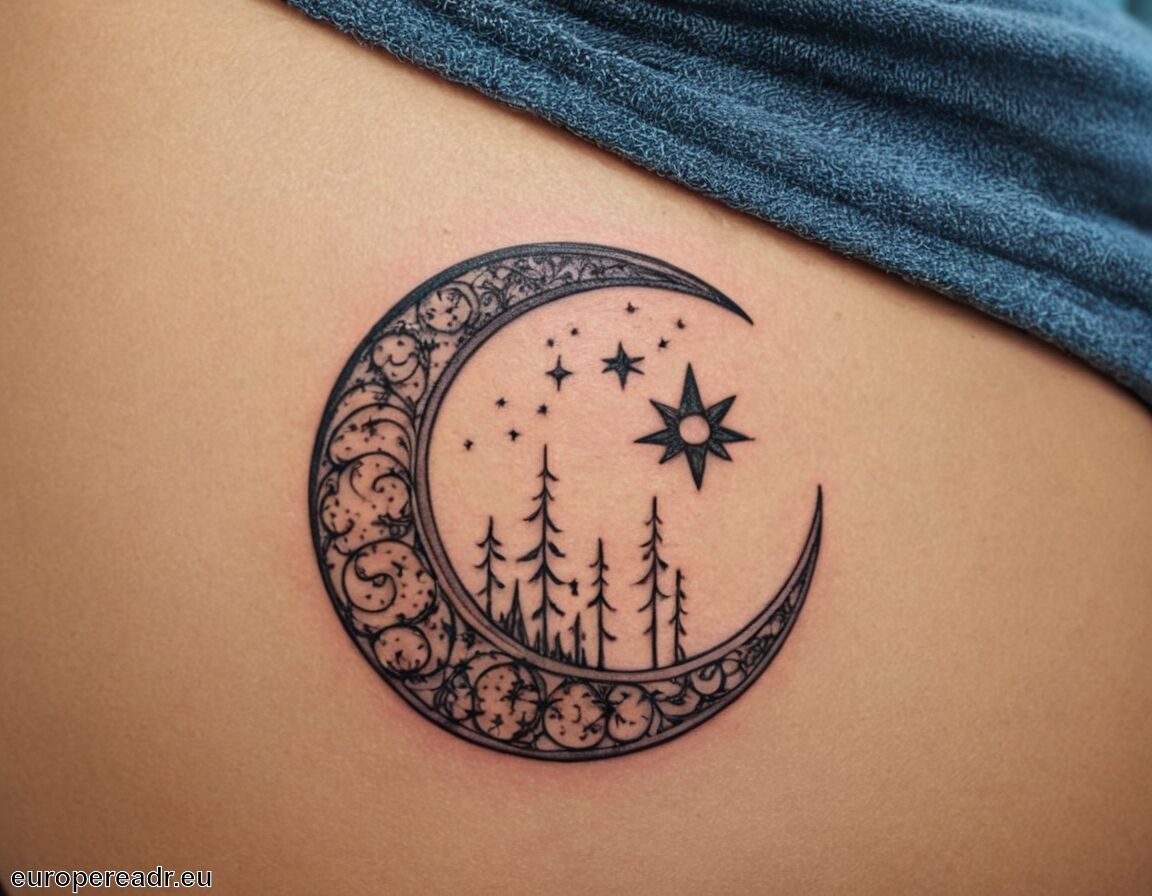 Verbindung zu Spiritualität und Astronomie - Halbmond Tattoo Bedeutung » Wachstumsphase