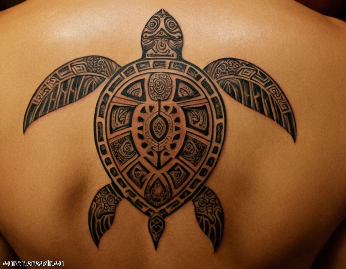 Darstellung von Reise und Entdeckung   - Maori Schildkröte Tattoo Bedeutung » Weisheit und Langlebigkeit