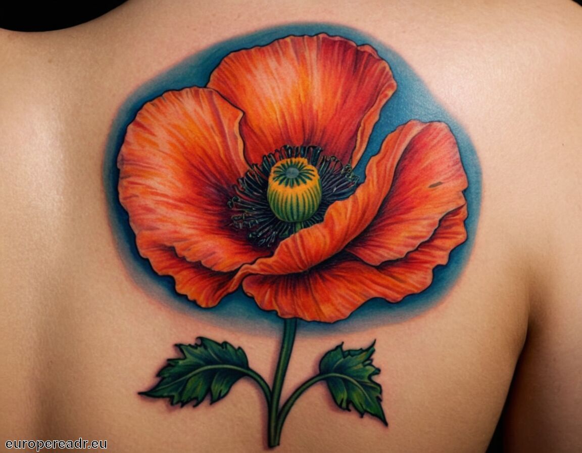 Häufig in verschiedenen Farben dargestellt   - Mohnblume Tattoo Bedeutung » Trost und Frieden