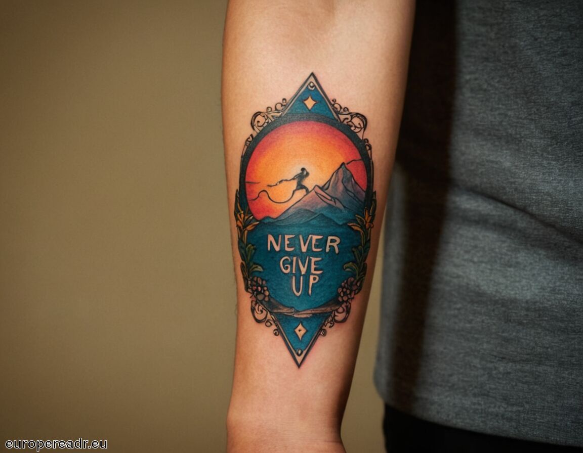 Geistige Stärke und Ausdauer - Never Give Up Tattoo Bedeutung » Durchhaltevermögen