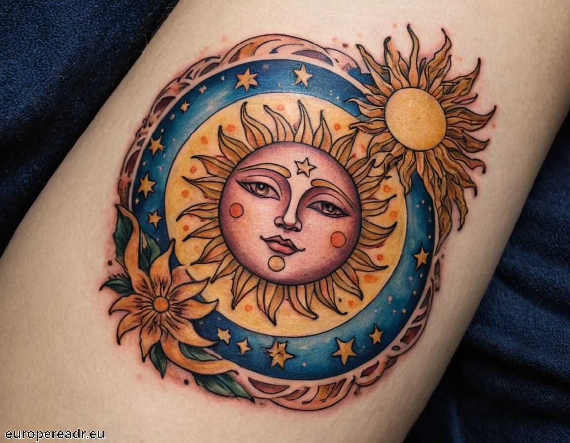 Kulturelle Bedeutung in verschiedenen Traditionen   - Sonne Mond Sterne Tattoo Bedeutung » Harmonisches Zusammenspiel