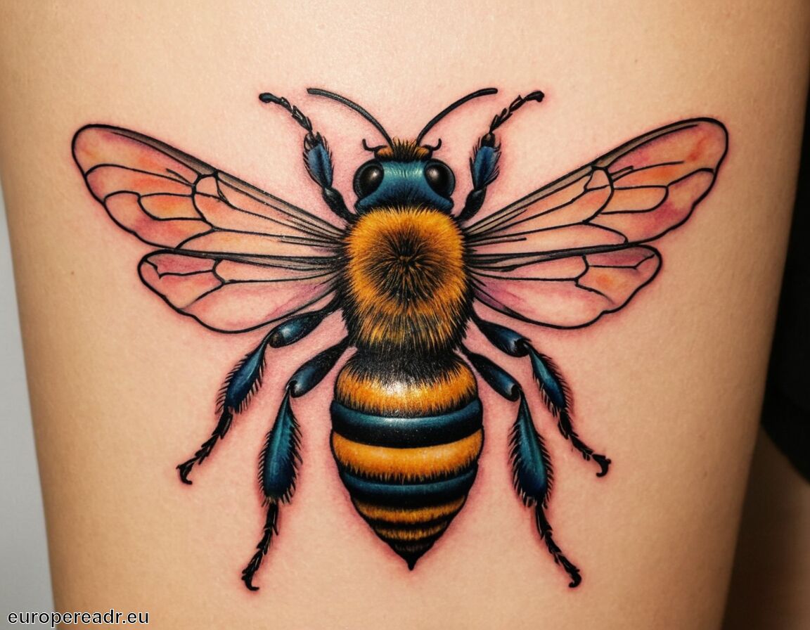 Verbindung zu Energie und Lebensfreude - Biene Tattoo Bedeutung » Fleiß und Teamgeist