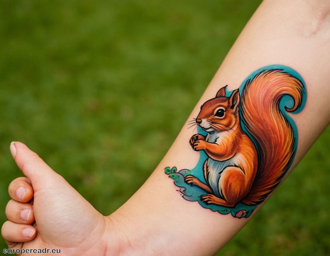 Erinnerung an Kindheit und Unbeschwertheit   - Eichhörnchen Tattoo Bedeutung » Spieltrieb und Lebensgeist