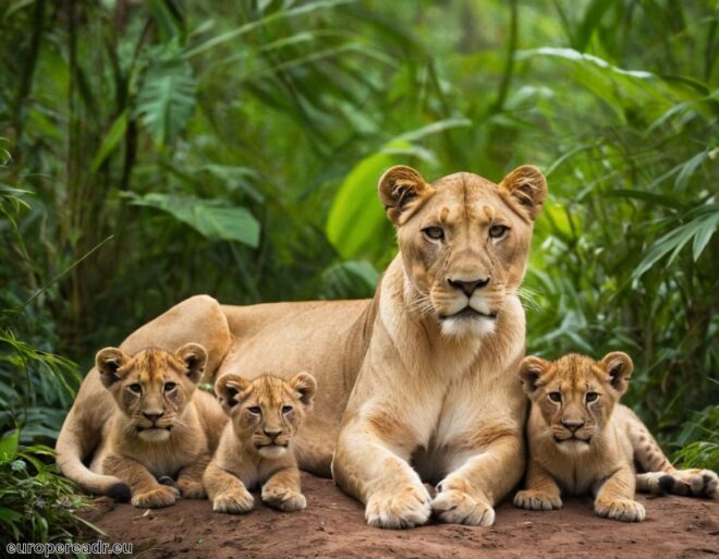 Löwin mit Kinder Tattoo Bedeutung » Familienbindung