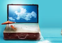 fantasy, to travel, travel, vacations, suitcase, sea, beach, luggage, dreams, holiday plans, nature, travel plans, surreal, imagination, image montage