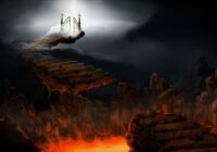 hell, purgatory, heaven, stairs, path, lucifer, lava, surreal, fantasy, digital art, digital artwork, hell, hell, hell, hell, hell, heaven, heaven, heaven, fantasy