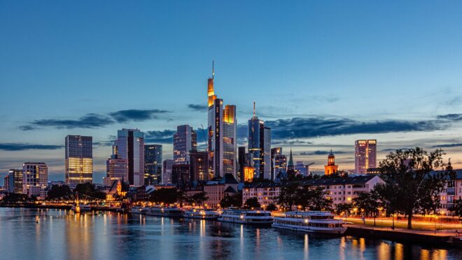 skyline, frankfurt am main germany, architecture, germany, nature, city, skyscraper, main, building, sunset, skyscrapers, cityscape, water, night, lighting, dusk, frankfurt